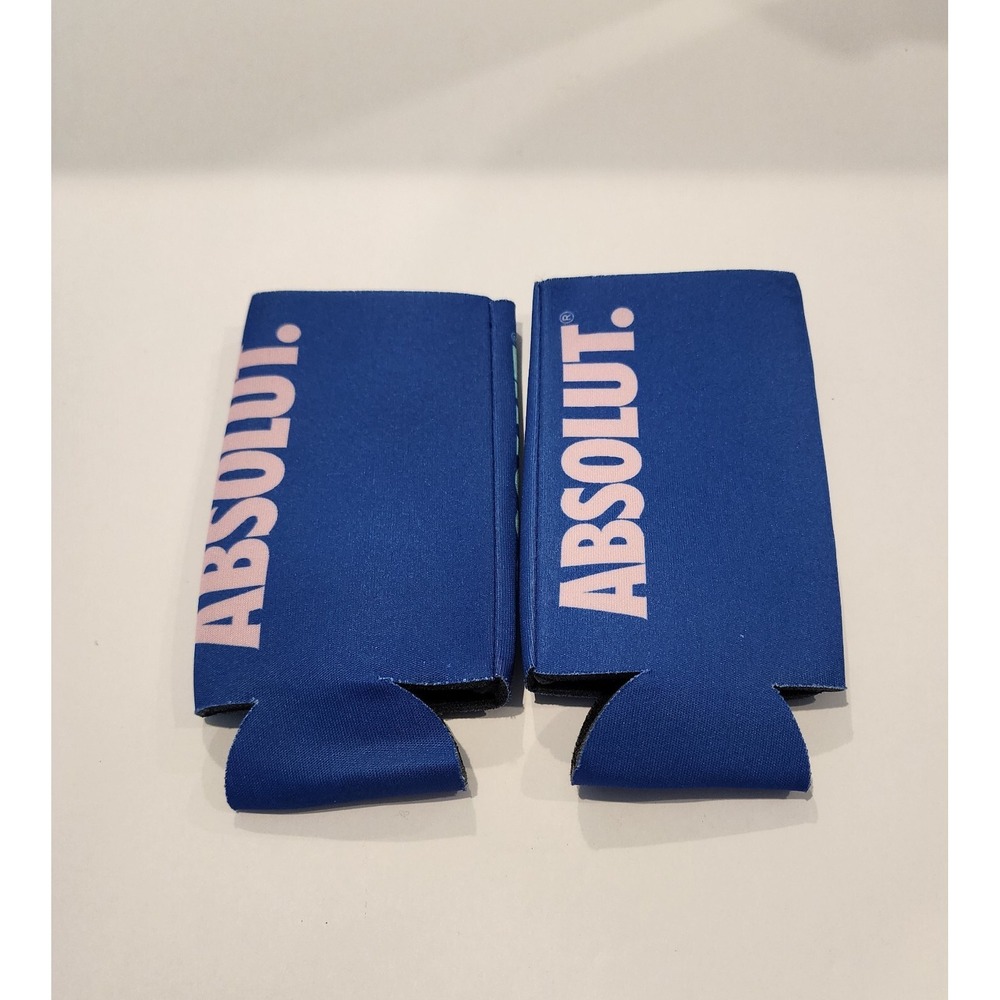 NEW 2 Pack ABSOLUT Vodka Koozie Slim Can Blue Tall Neoprene Insulation 2.25" - Picture 4 of 4